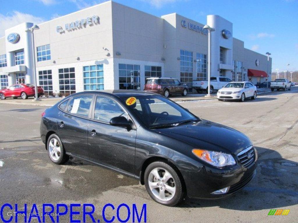 2009 Elantra SE Sedan - Black Pearl / Black photo #1