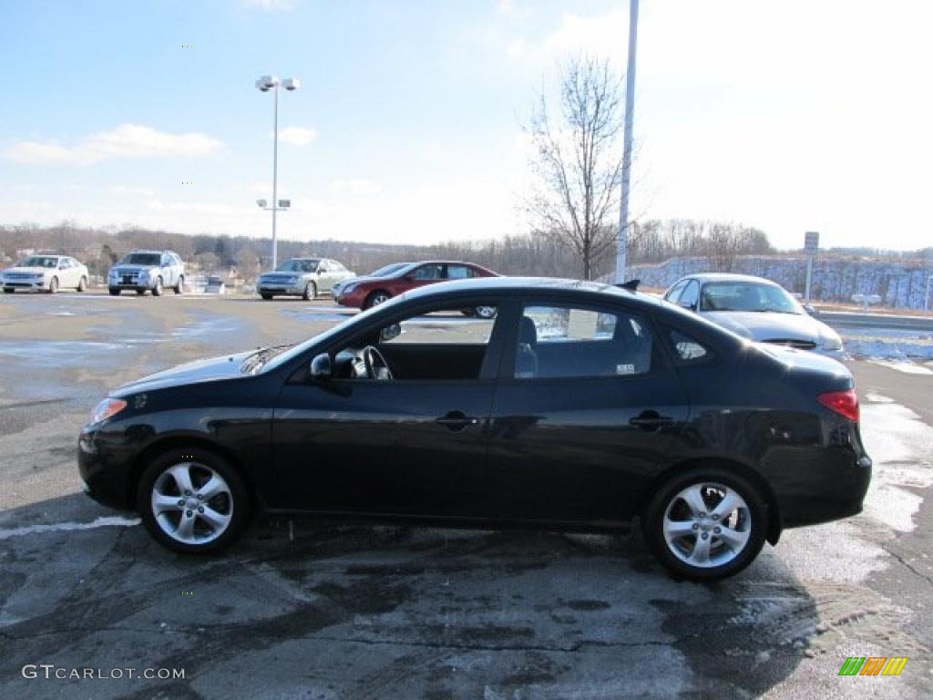 2009 Elantra SE Sedan - Black Pearl / Black photo #6