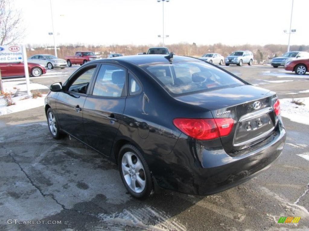 2009 Elantra SE Sedan - Black Pearl / Black photo #7