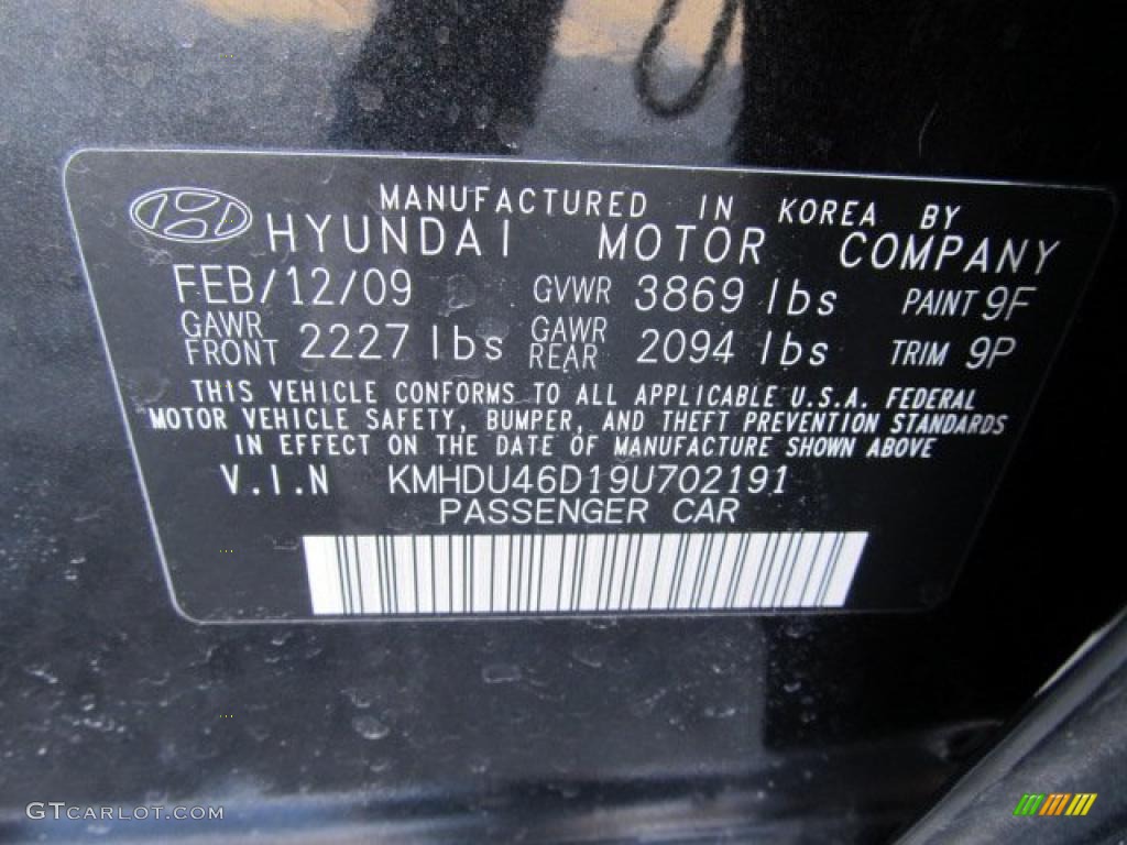 2009 Elantra SE Sedan - Black Pearl / Black photo #24