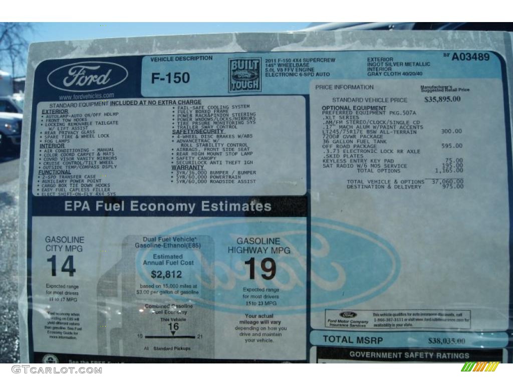 2011 Ford F150 XLT SuperCrew 4x4 Window Sticker Photo #42119342