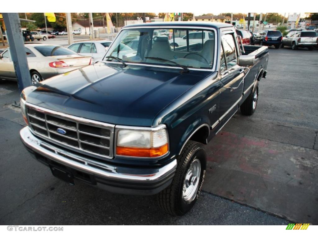 1997 F250 XLT Regular Cab 4x4 - Teal Metallic / Medium Graphite photo #4