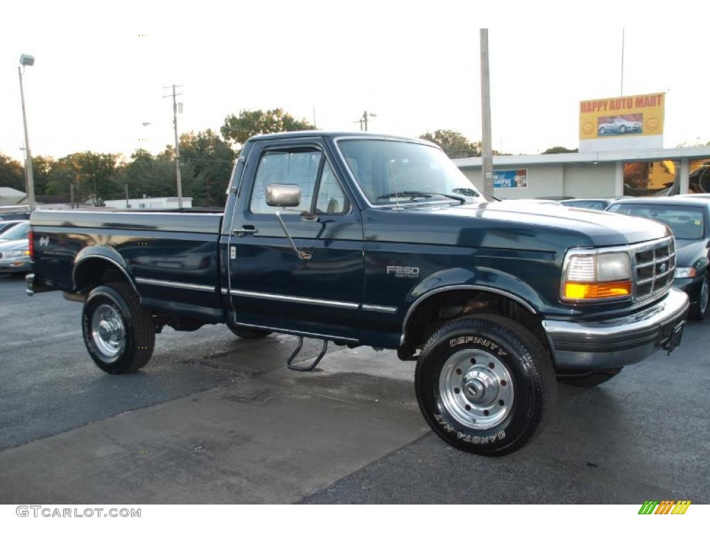 1997 F250 XLT Regular Cab 4x4 - Teal Metallic / Medium Graphite photo #12