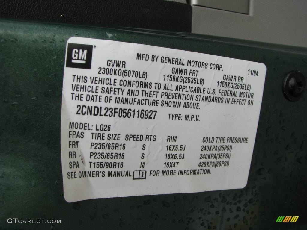 2005 Equinox LS AWD - Meander Green Metallic / Light Gray photo #14