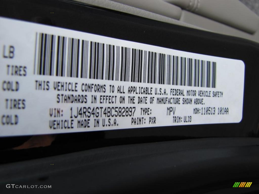 2011 Grand Cherokee Color Code PXR for Brilliant Black Crystal Pearl Photo #42134703