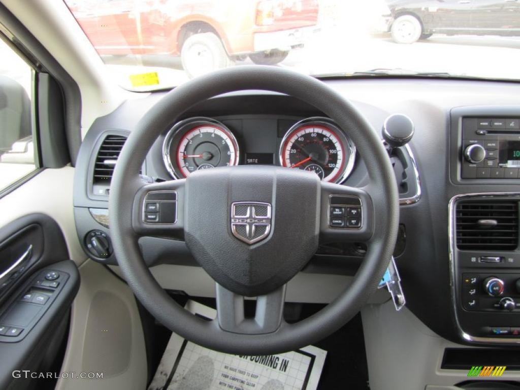 2011 Dodge Grand Caravan Express Black/Light Graystone Steering Wheel Photo #42137407