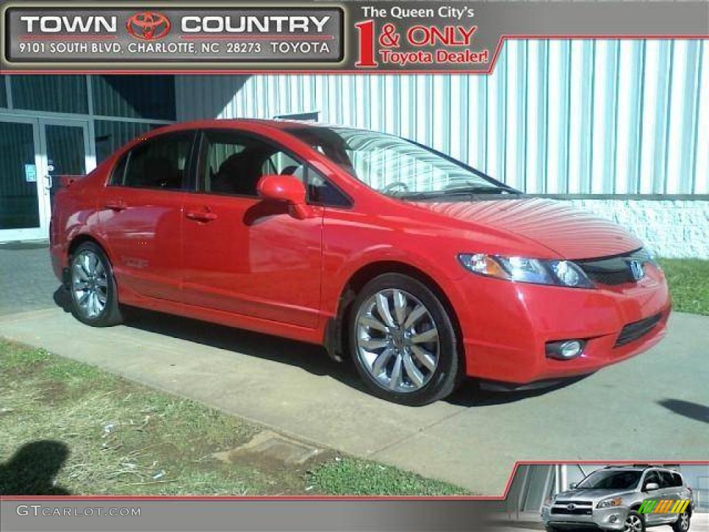 2009 Civic Si Sedan - Rallye Red / Black photo #1