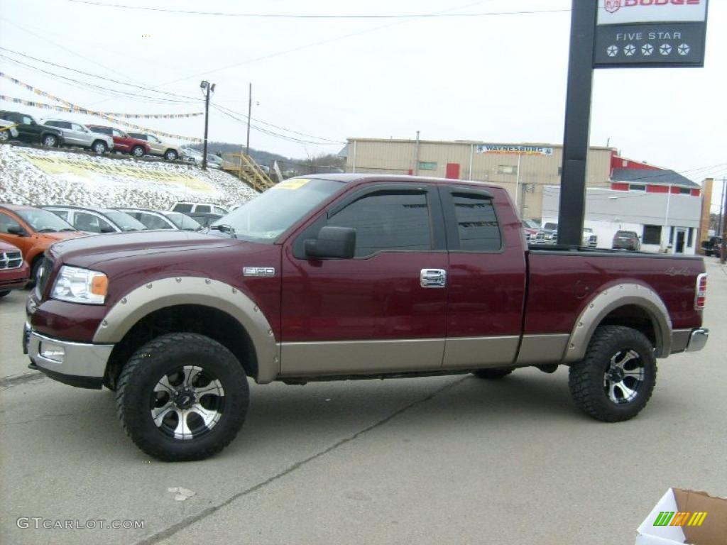 2005 F150 XLT SuperCab 4x4 - Dark Toreador Red Metallic / Tan photo #2