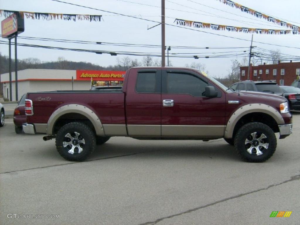 2005 F150 XLT SuperCab 4x4 - Dark Toreador Red Metallic / Tan photo #6