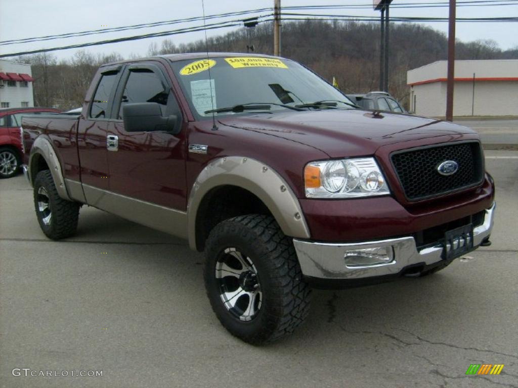 2005 F150 XLT SuperCab 4x4 - Dark Toreador Red Metallic / Tan photo #8