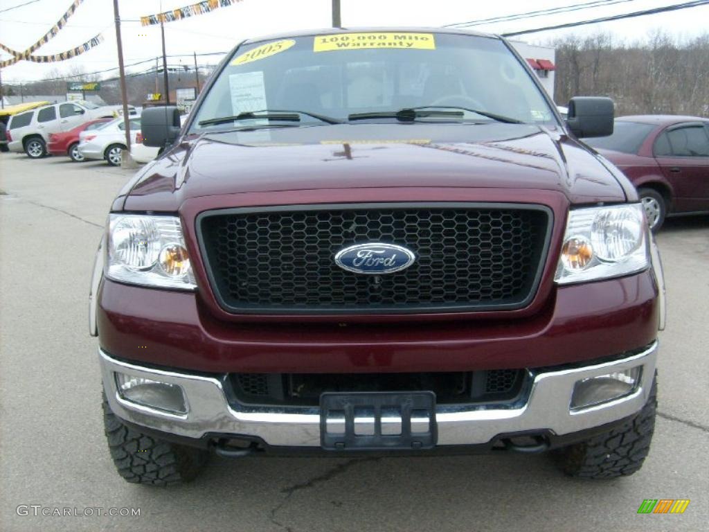 2005 F150 XLT SuperCab 4x4 - Dark Toreador Red Metallic / Tan photo #9