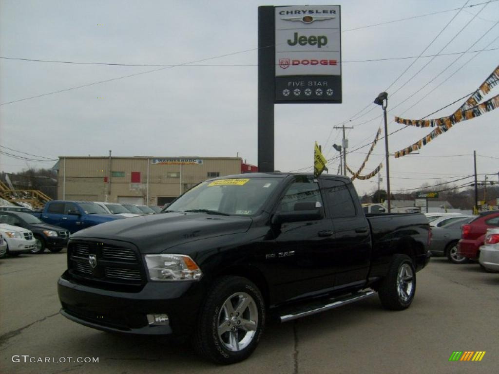 2010 Ram 1500 Sport Quad Cab 4x4 - Brilliant Black Crystal Pearl / Dark Slate Gray photo #1