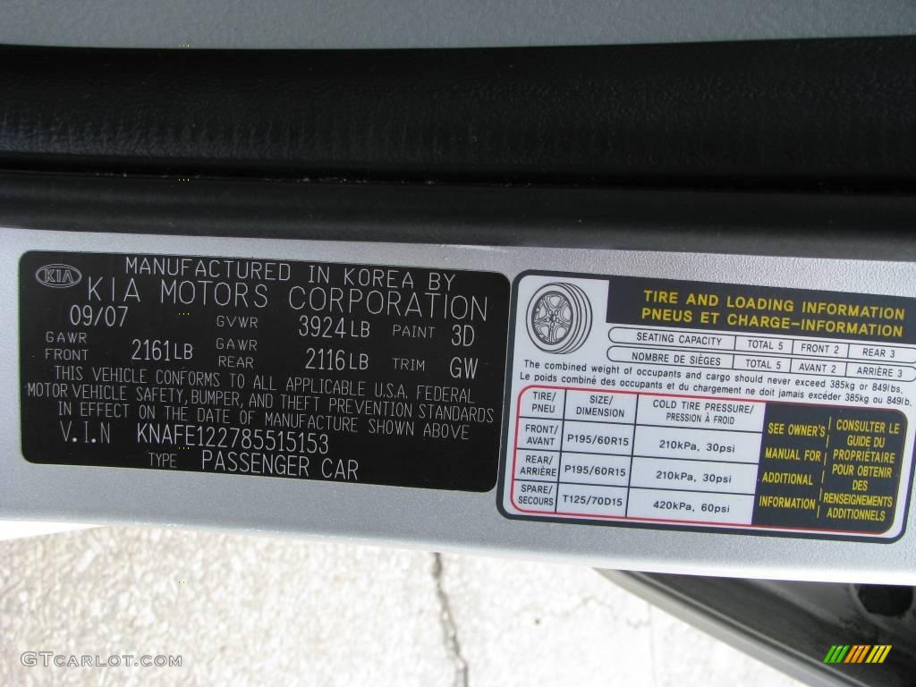 2008 Spectra EX Sedan - Silver / Gray photo #14