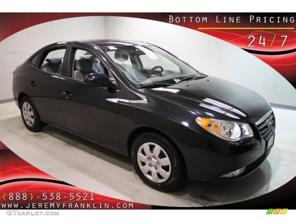 2009 Elantra GLS Sedan - Black Pearl / Gray photo #1