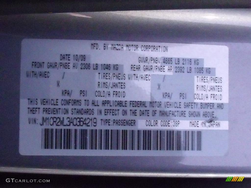 2010 MAZDA5 Color Code 38P for Liquid Silver Metallic Photo #42162876