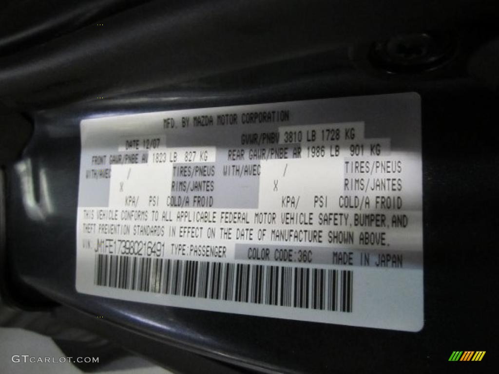 2008 Mazda RX-8 40th Anniversary Edition Color Code Photos