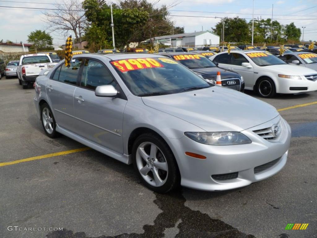 2004 MAZDA6 s Hatchback - Glacier Silver Metallic / Black photo #1