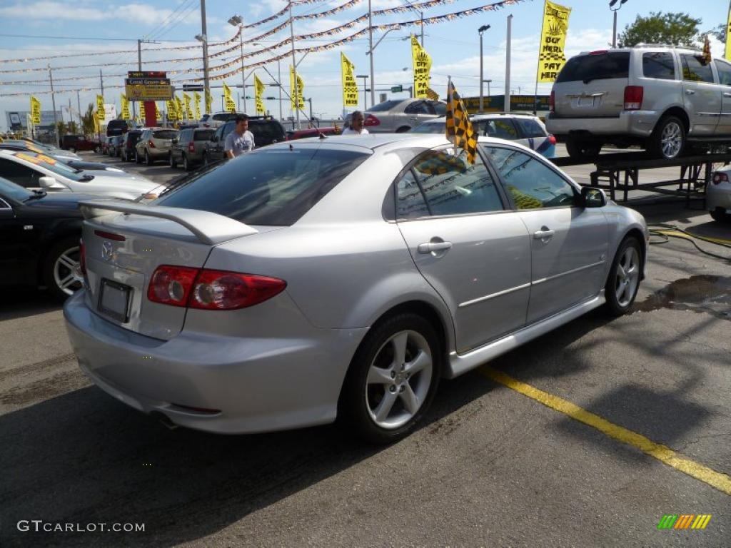 2004 MAZDA6 s Hatchback - Glacier Silver Metallic / Black photo #6