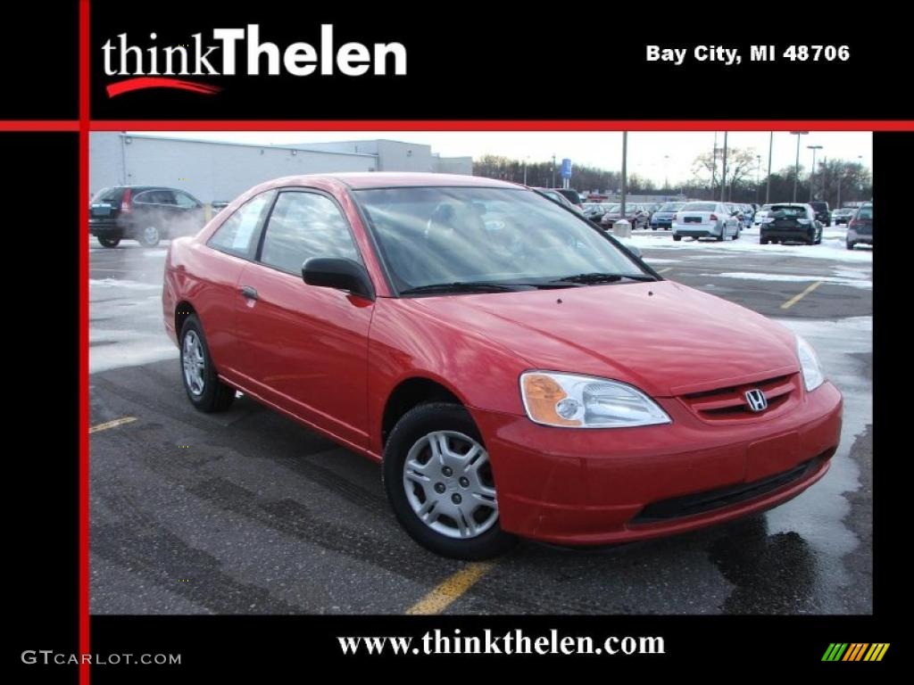 2001 Civic LX Coupe - Rallye Red / Beige photo #1