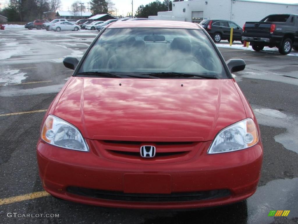 2001 Civic LX Coupe - Rallye Red / Beige photo #2