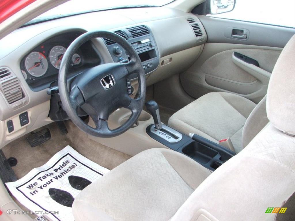 Beige Interior 2001 Honda Civic LX Coupe Photo #42177844