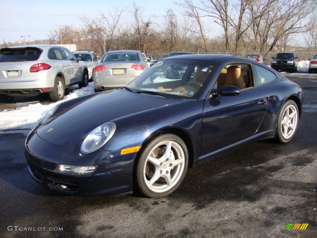 2007 911 Carrera Coupe - Midnight Blue Metallic / Natural Leather Brown photo #2