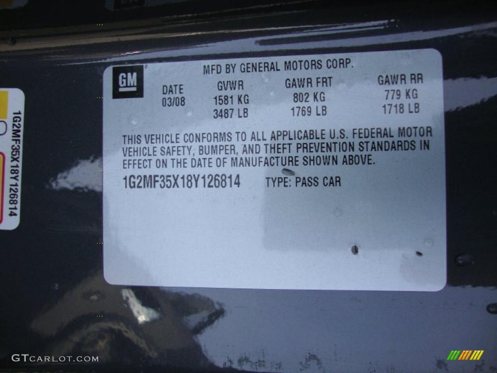 2008 Pontiac Solstice GXP Roadster Info Tag Photo #42180128