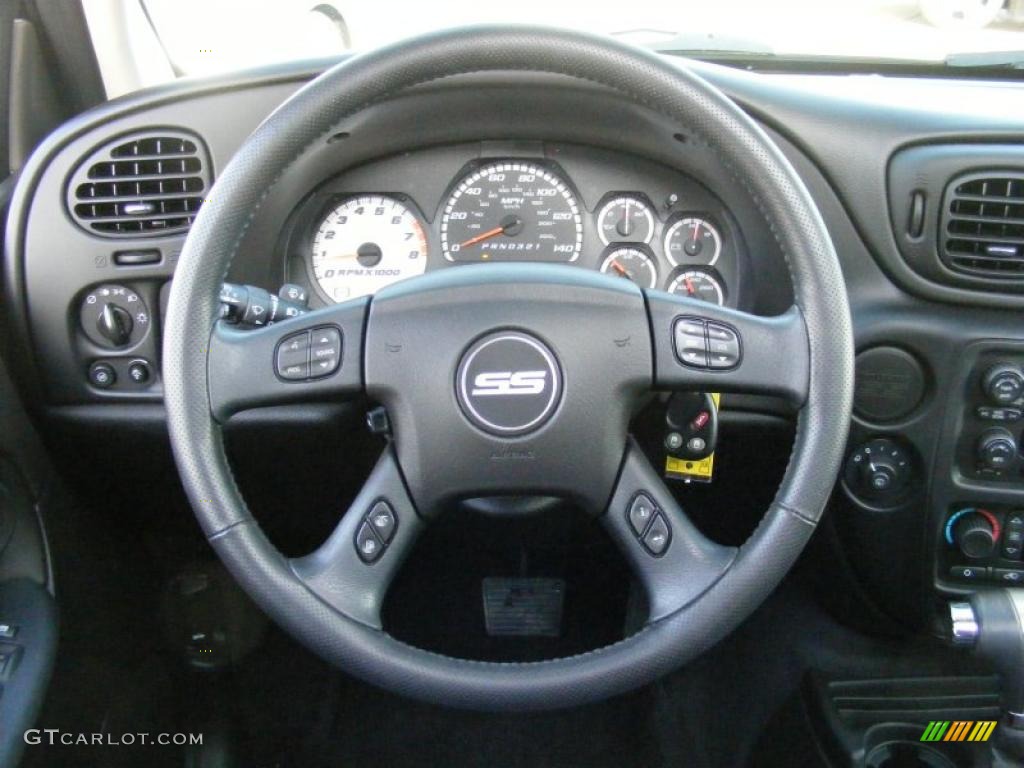 2008 Chevrolet TrailBlazer SS 4x4 Ebony Steering Wheel Photo #42187369