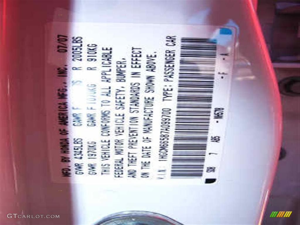 2007 Accord EX-L V6 Sedan - Taffeta White / Ivory photo #20