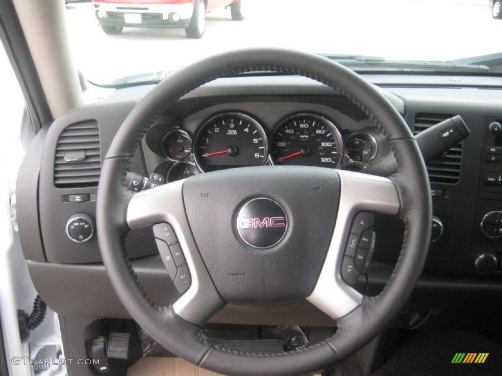 2011 GMC Sierra 1500 SLE Crew Cab 4x4 Ebony Steering Wheel Photo #42209263