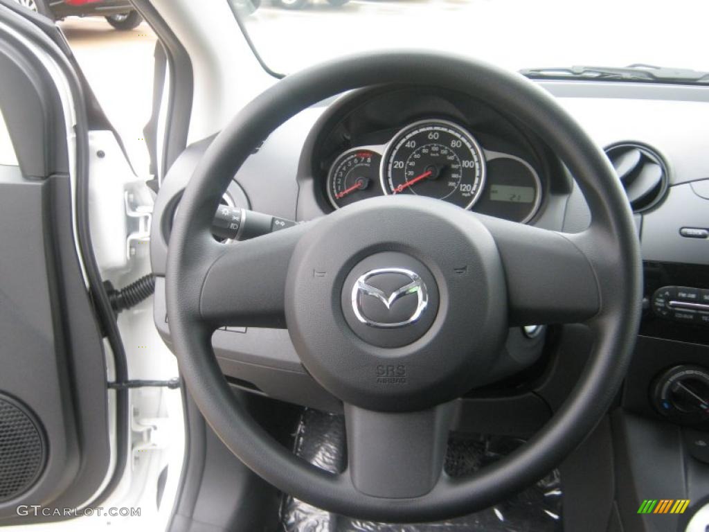 2011 Mazda MAZDA2 Sport Black Steering Wheel Photo #42212351