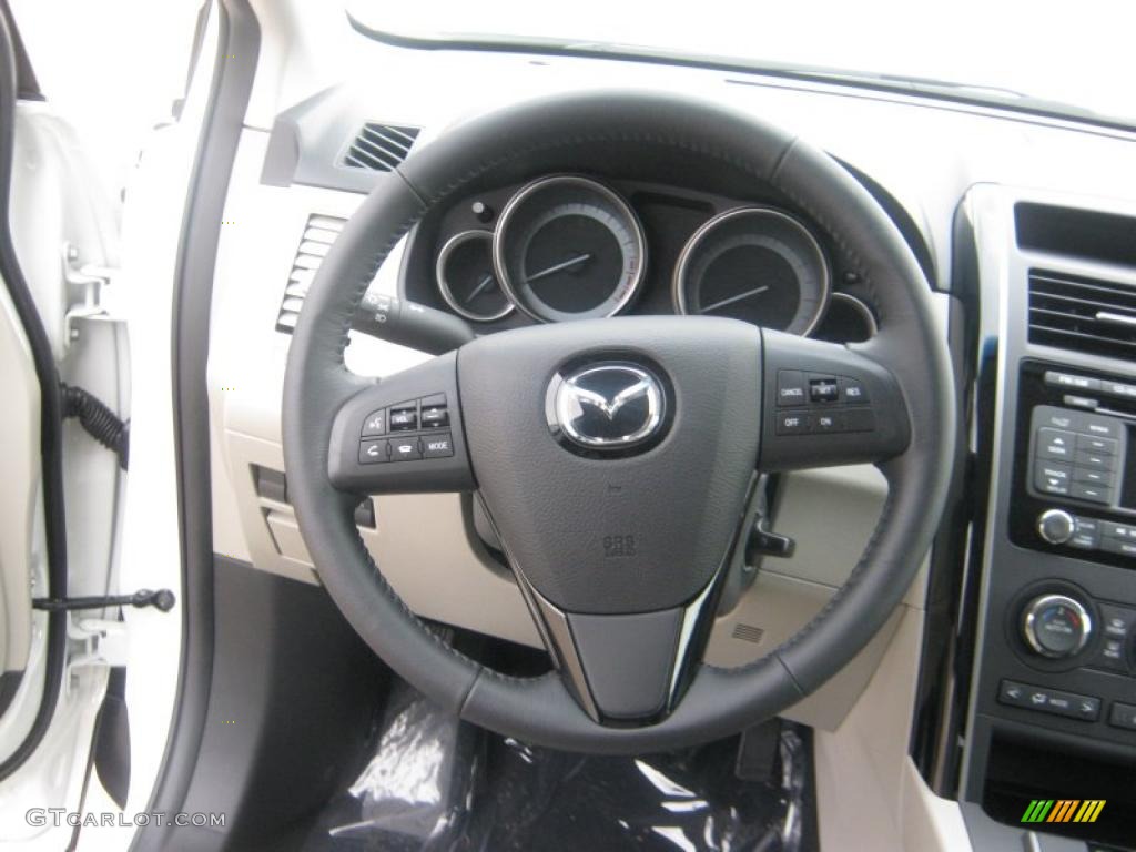 2011 Mazda CX-9 Touring Sand Steering Wheel Photo #42212731