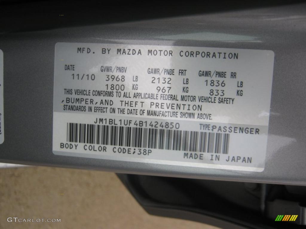 2011 MAZDA3 Color Code 38P for Liquid Silver Metallic Photo #42214668