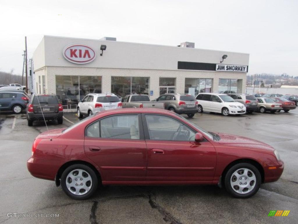 2002 Elantra GLS Sedan - Chianti Red / Beige photo #2
