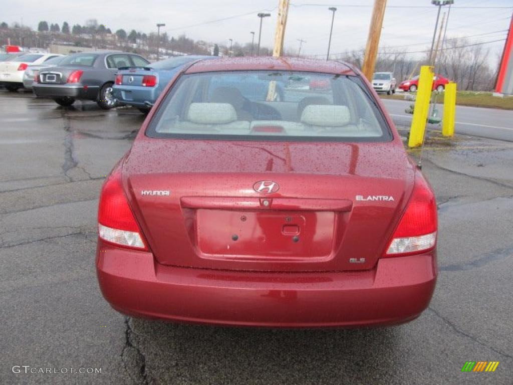 2002 Elantra GLS Sedan - Chianti Red / Beige photo #4