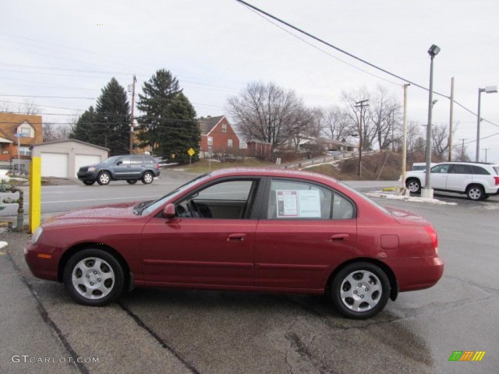 2002 Elantra GLS Sedan - Chianti Red / Beige photo #5