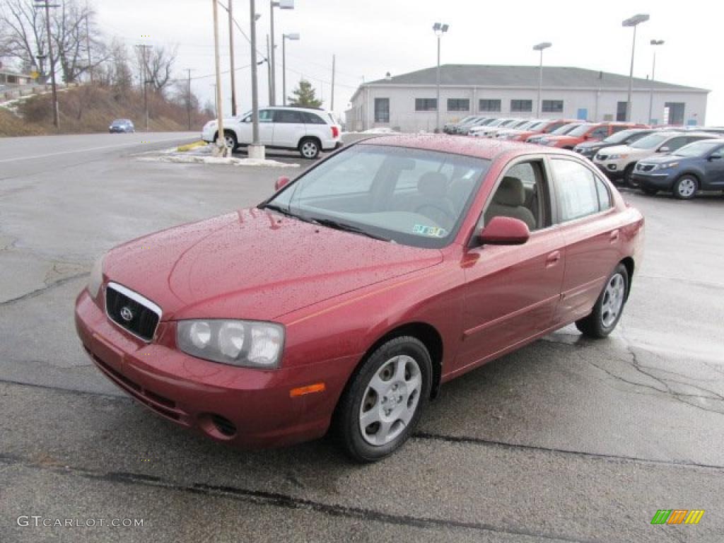 2002 Elantra GLS Sedan - Chianti Red / Beige photo #6