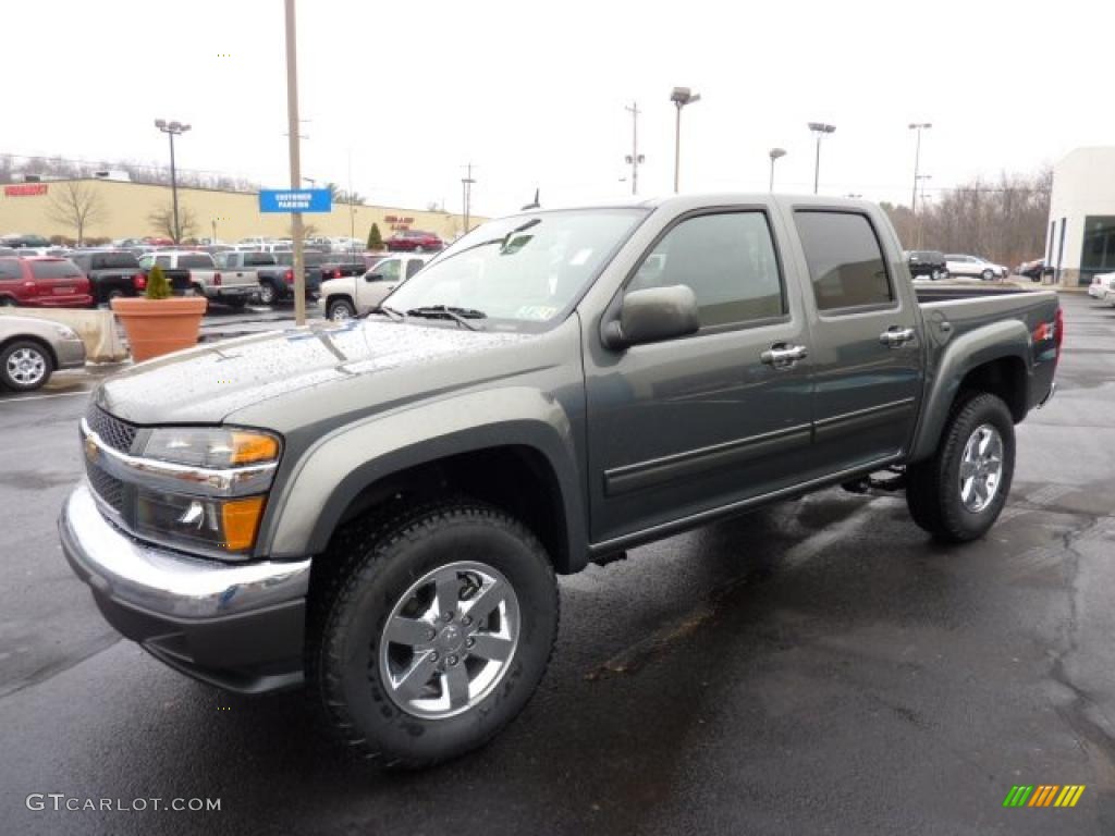Steel Green Metallic 2011 Chevrolet Colorado LT Crew Cab 4x4 Exterior Photo #42217548