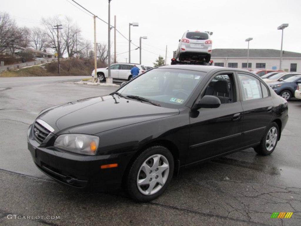 2006 Elantra GLS Sedan - Ebony Black / Gray photo #6