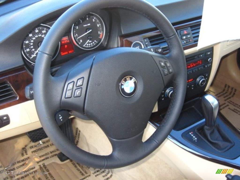2011 BMW 3 Series 328i Sedan Beige Steering Wheel Photo #42222268