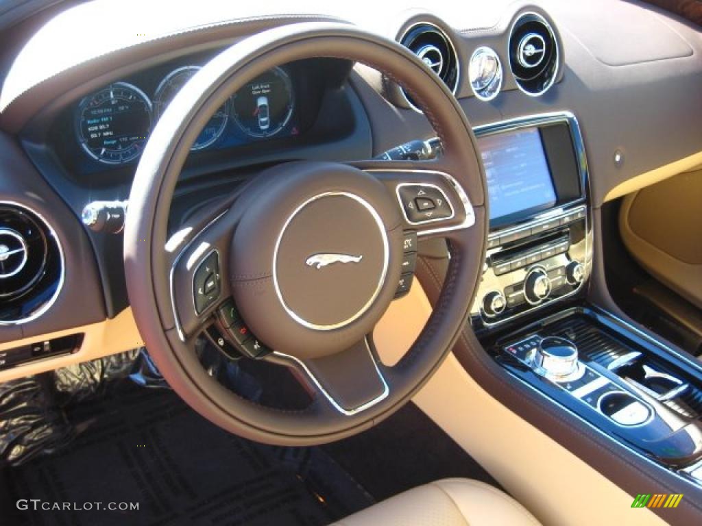 2011 Jaguar XJ XJ Cashew/Truffle Steering Wheel Photo #42223320