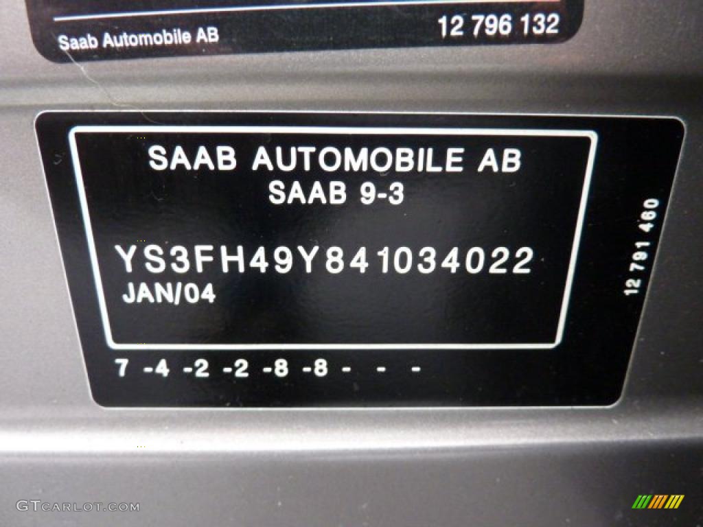 2004 Saab 9-3 Aero Sedan Info Tag Photos