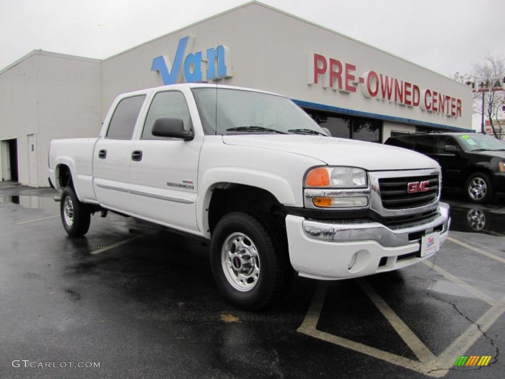 2005 Sierra 2500HD SLE Crew Cab - Summit White / Dark Pewter photo #1