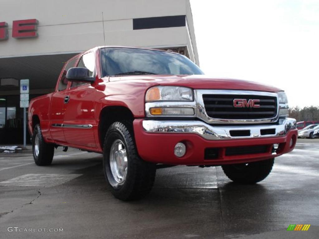 2003 Sierra 1500 SLT Extended Cab 4x4 - Fire Red / Neutral photo #1