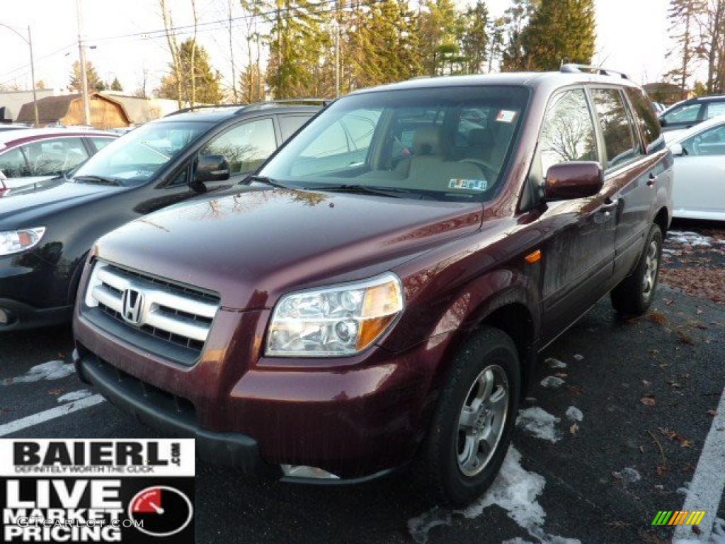 2007 Pilot EX-L 4WD - Dark Cherry Pearl / Saddle photo #3