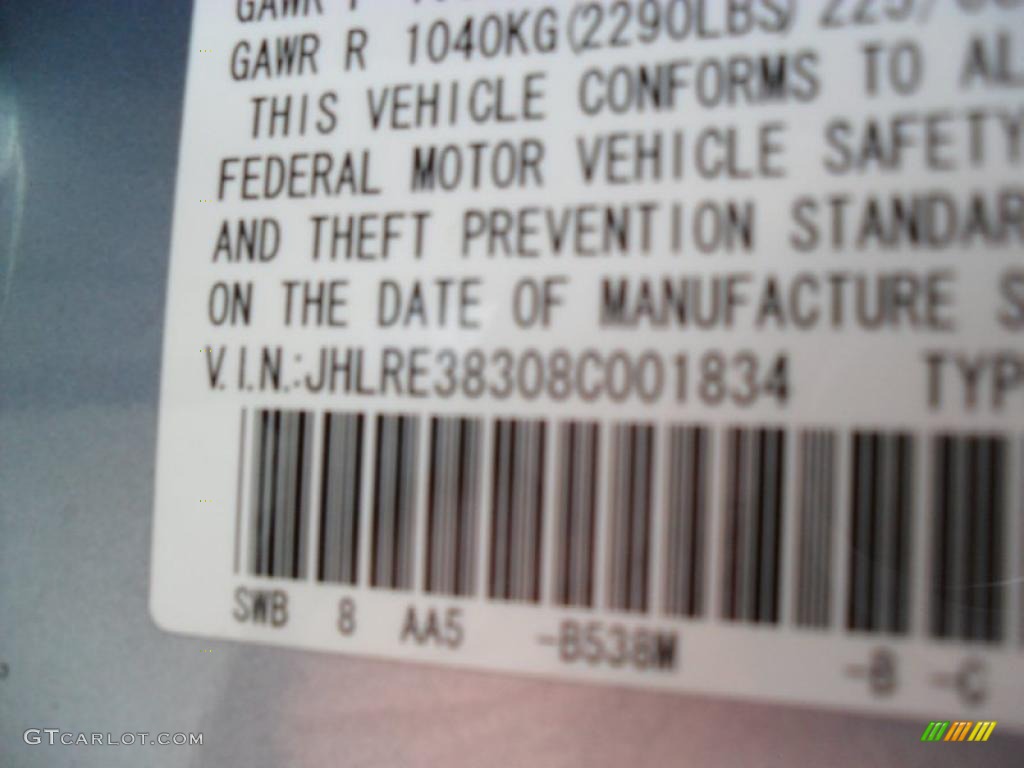2008 CR-V LX - Glacier Blue Metallic / Gray photo #8