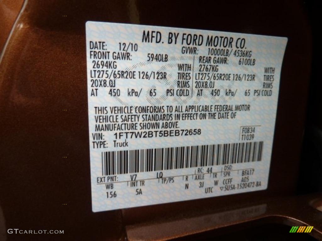 2011 F250 Super Duty Color Code V7 for Golden Bronze Metallic Photo #42258610