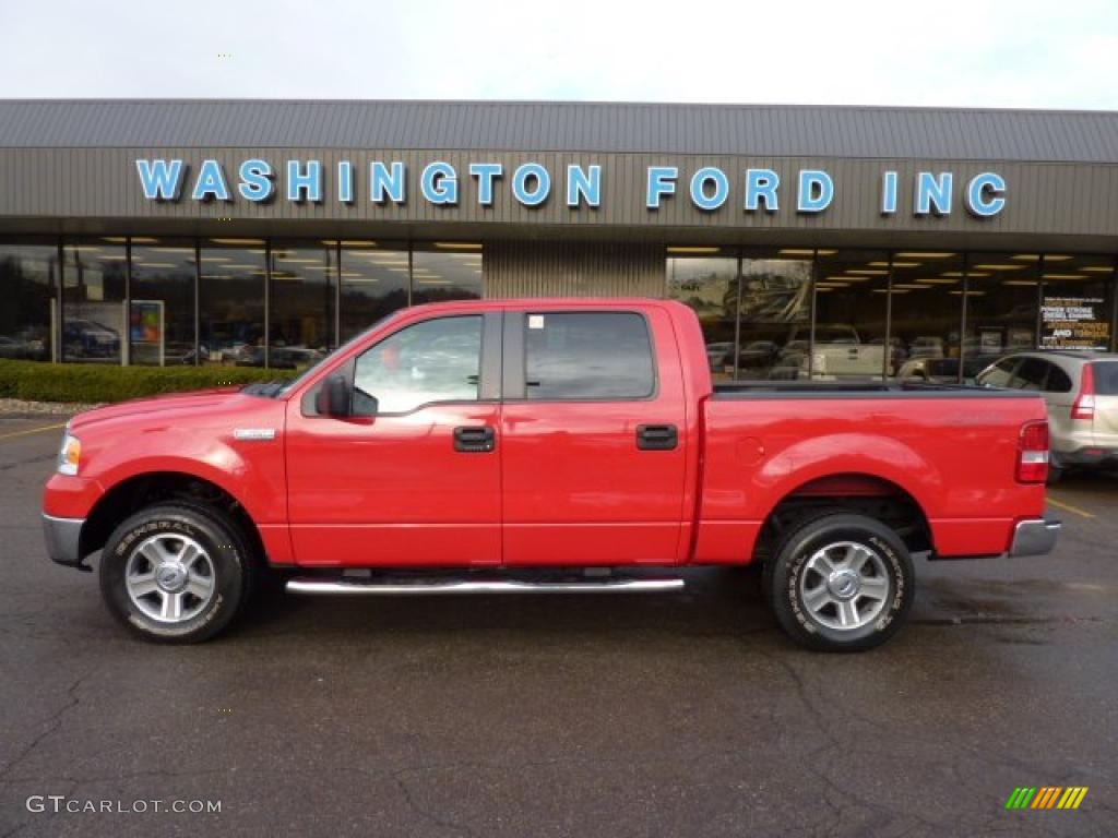 2008 F150 XLT SuperCrew 4x4 - Bright Red / Medium/Dark Flint photo #1