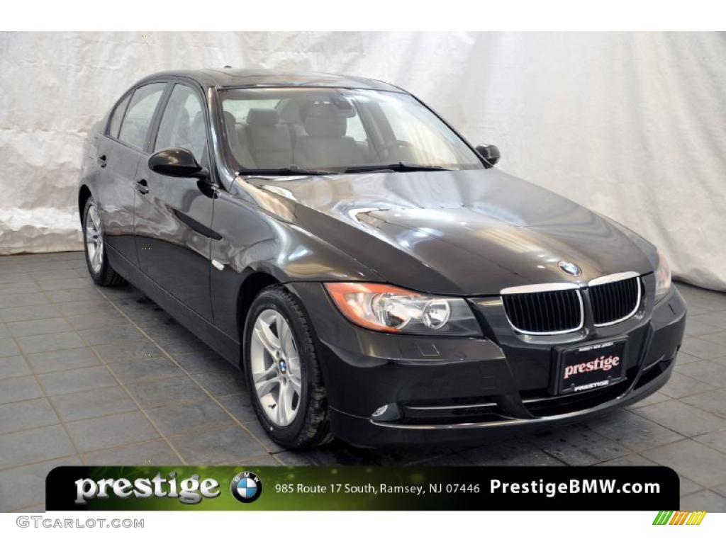 2008 3 Series 328xi Sedan - Jet Black / Gray photo #7