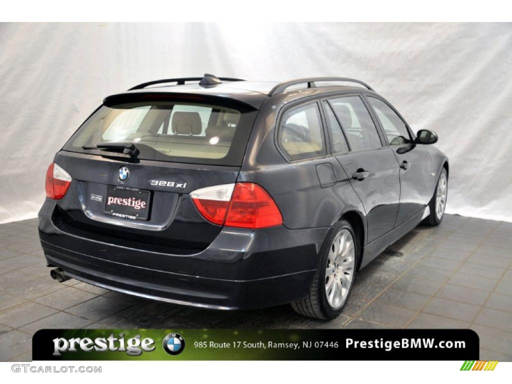 2007 3 Series 328xi Wagon - Monaco Blue Metallic / Beige photo #2